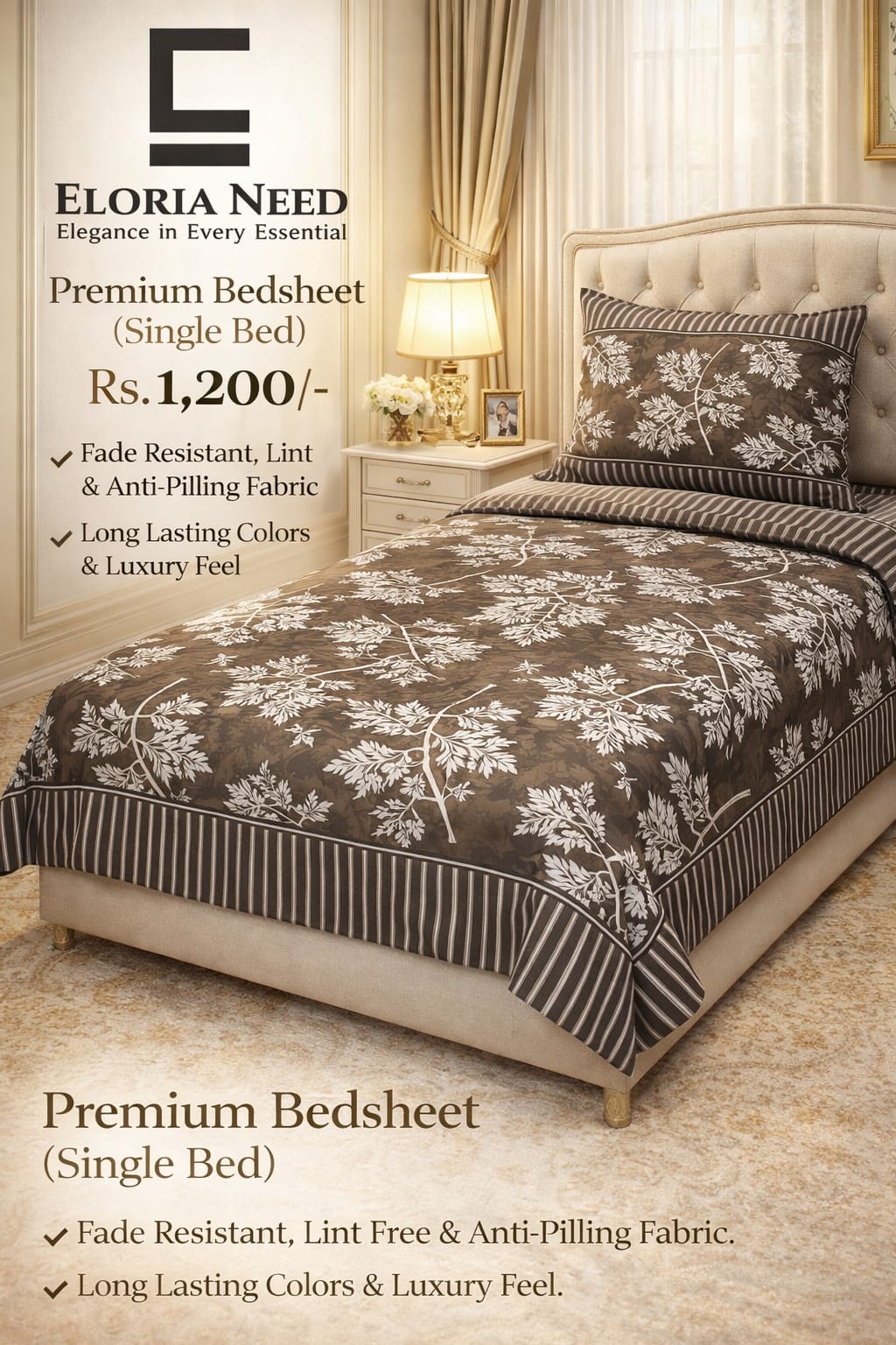 Eloria Need premium Bedsheet (Single Bed )